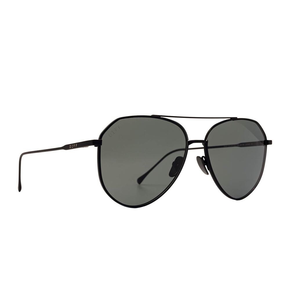 DIFF Matte Black Solid Grey Polarized Sunglasses … - image 1